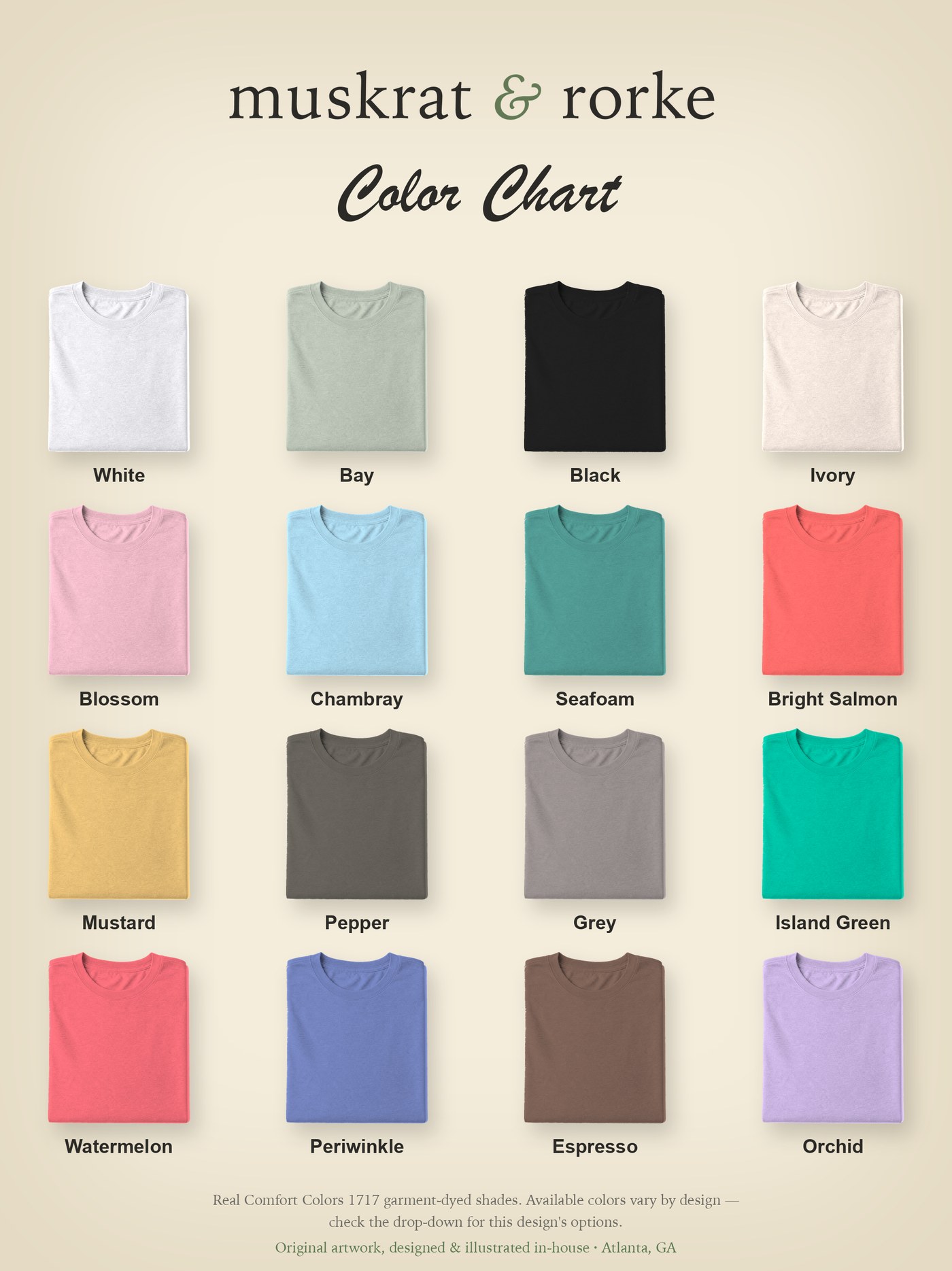 Comfort Colors 1717 color chart