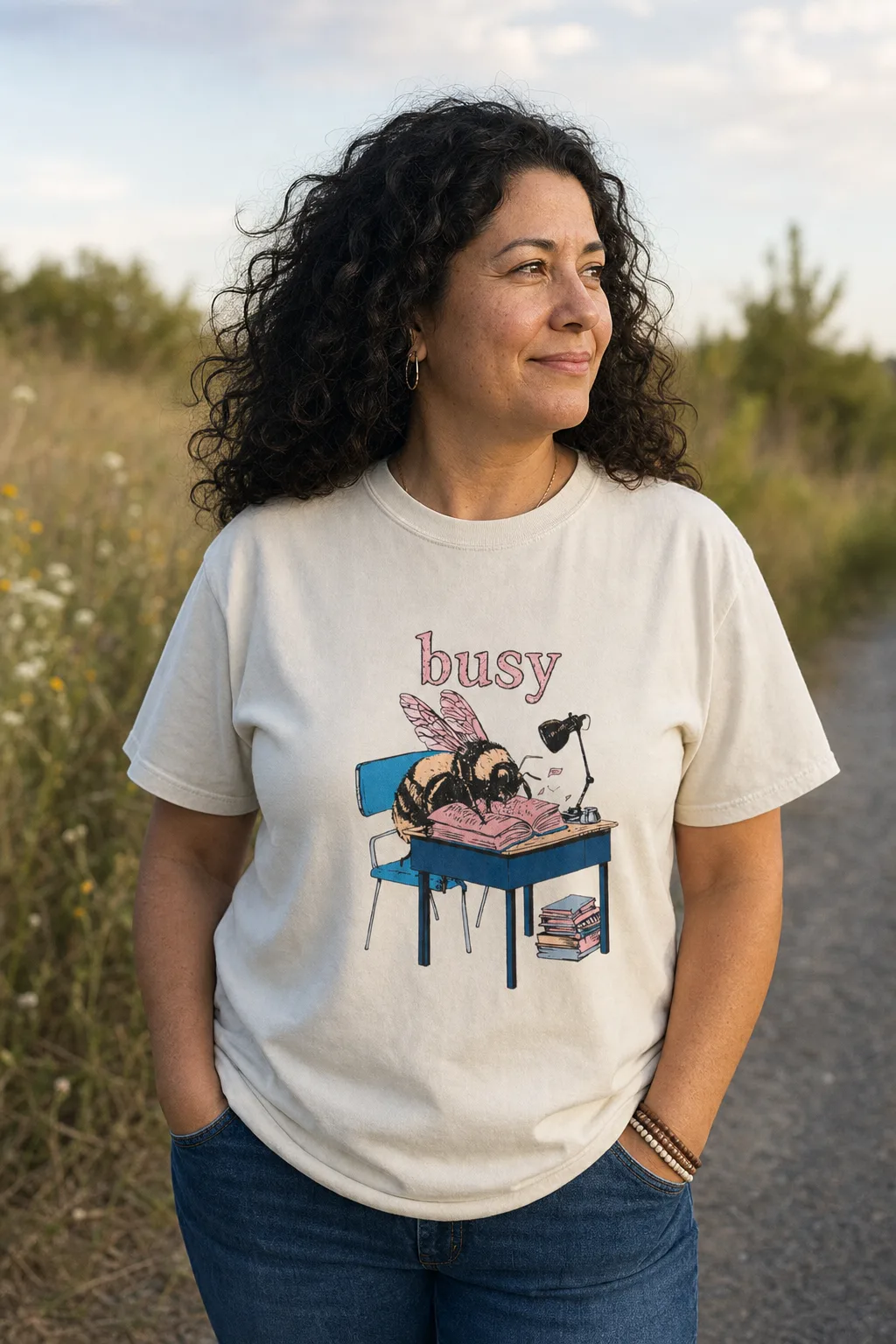 Busy Bee tee, worn