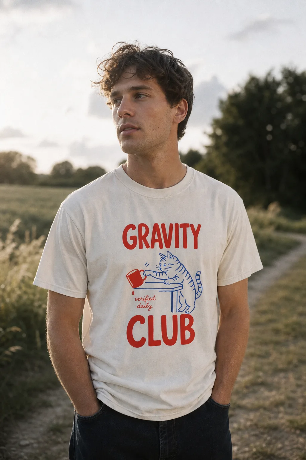 Gravity Club tee, worn