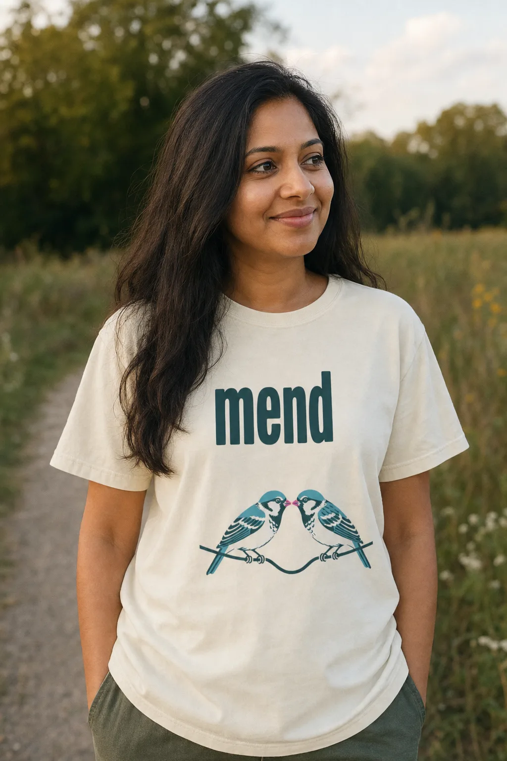 Mend (Birds) tee, worn