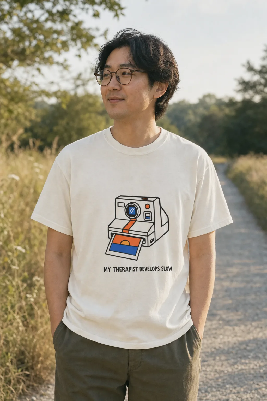 My Therapist Develops Slow tee, worn