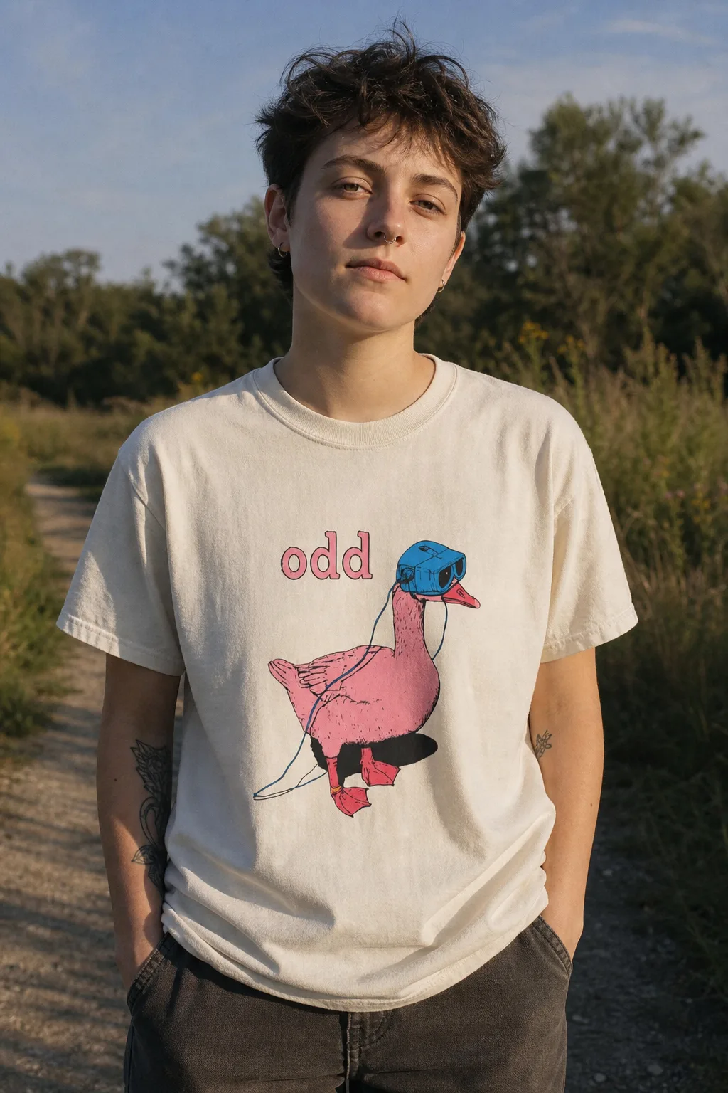 Odd Duck tee, worn