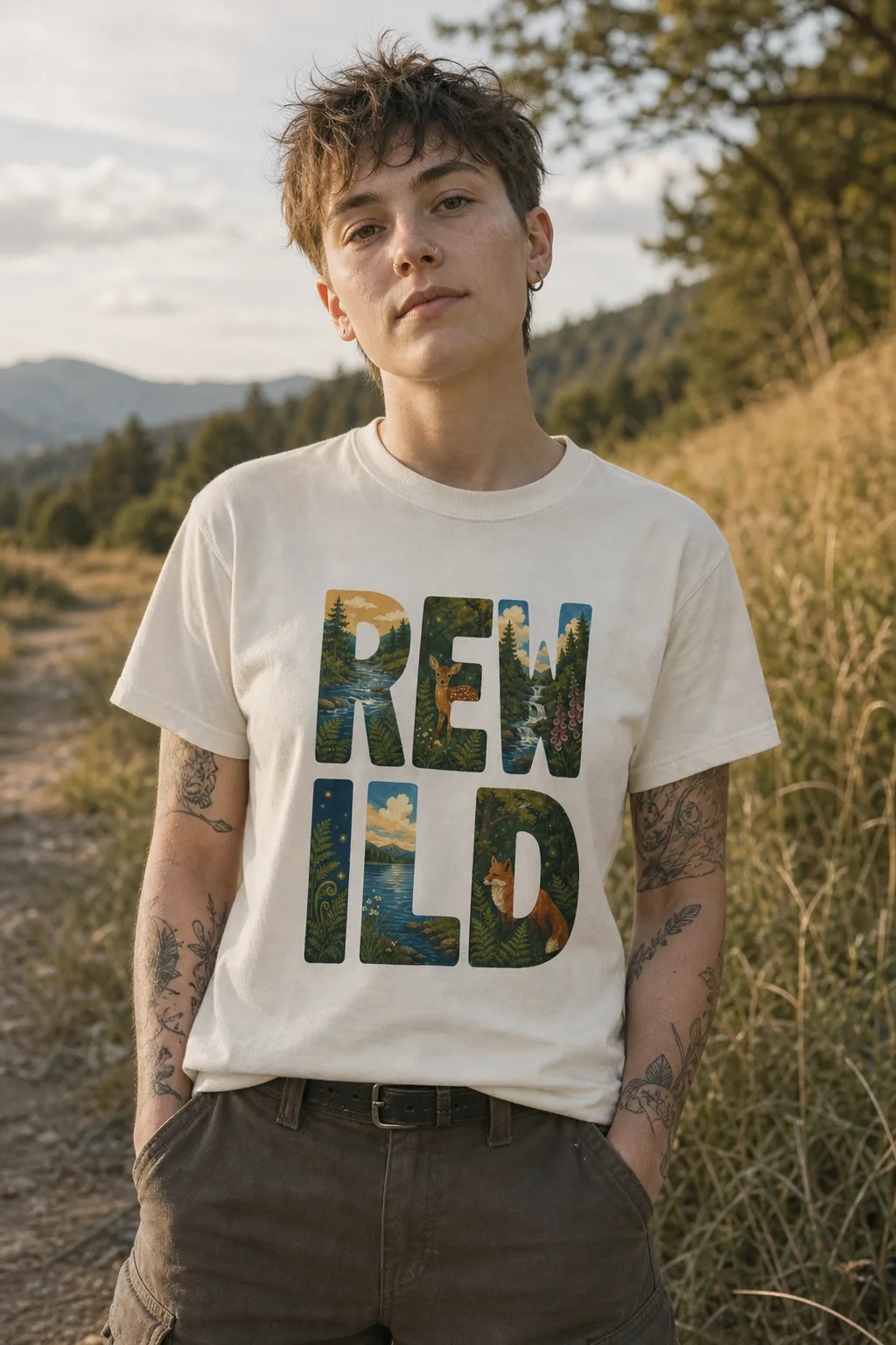 Rewild tee, worn