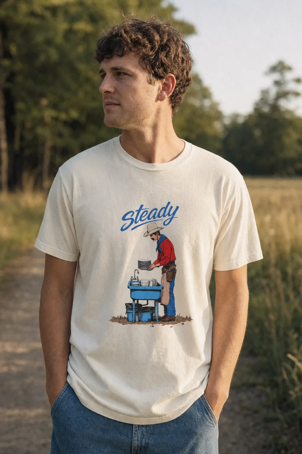 Steady tee, worn